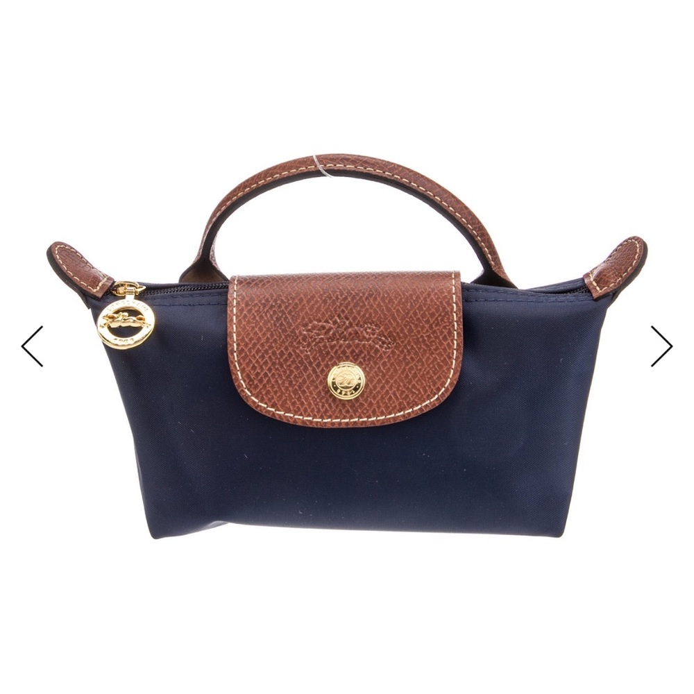 Longchamp Navy and Brown Cosmetic Bag